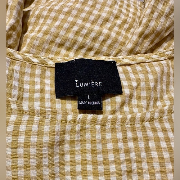 Lumiere Women’s Yellow Gingham Blouse Size Large - Picture 5 of 6